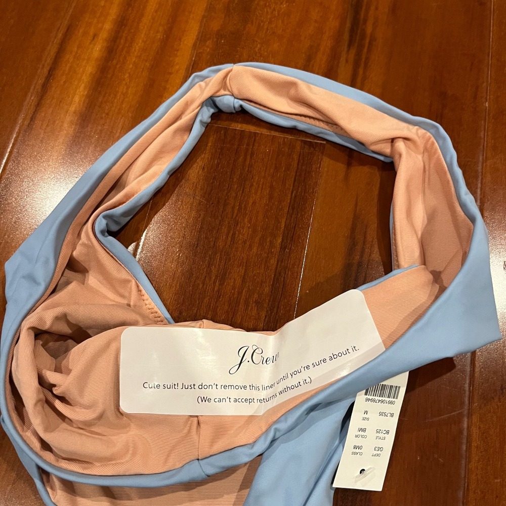 J.Crew Blue Bikini Bottom Swim Solid High Waist Light BC125 New Size M Medium - Picture 4 of 5
